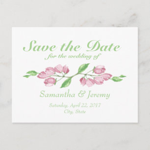 Aquarell-Kirschblüten-Florales Save-the-Date-Motiv Ankündigungspostkarte