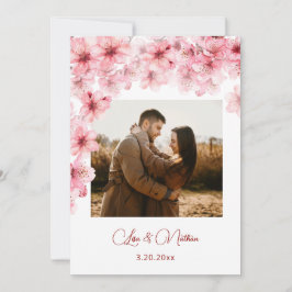 Aquarell-Kirschblüten-Foto-Hochzeit Save The Date