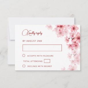 Aquarell-Kirschblüten-Hochzeit RSVP Karte