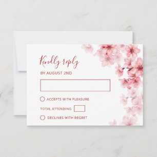 Aquarell-Kirschblüten-Hochzeit RSVP Karte