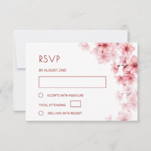 Aquarell-Kirschblüten-Hochzeit RSVP Karte