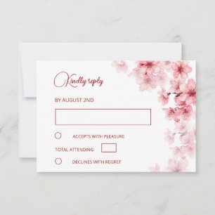 Aquarell-Kirschblüten-Hochzeit RSVP Karte