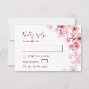 Aquarell-Kirschblüten-Hochzeit RSVP Karte