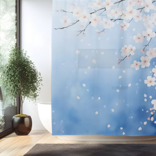 Aquarell-Kirschblüten-Kaskade im japanischen Stil Duschvorhang