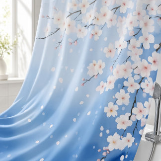 Aquarell-Kirschblüten-Kaskade im japanischen Stil Duschvorhang