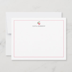 Aquarell Kirschrot Rand Personalisiert Mitteilungskarte