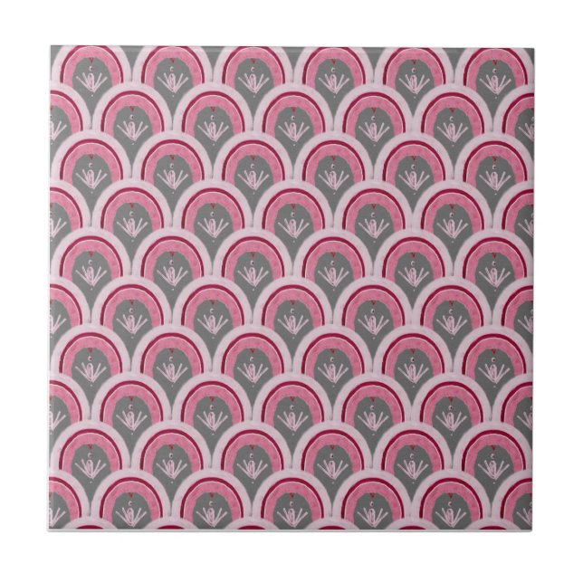 Aquarell-Klassiker Rosa Handgezeichnet  Fliese (Vorderseite)