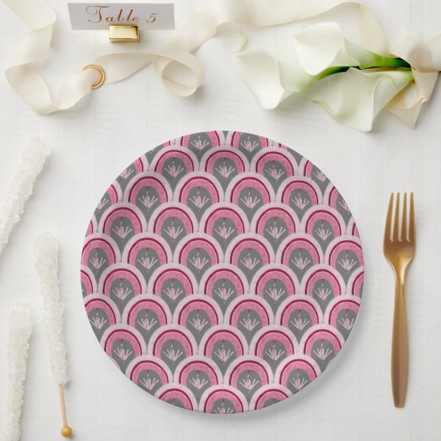 Aquarell Klassisch Rosa Handgezeichnet Pappteller (Hochzeit)