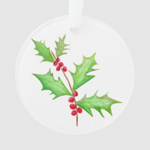Aquarell-klassische Weihnachtsstechpalme Ornament