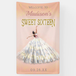 Aquarell-Kleid Blush Pink Gold Sweet 16 Geburtstag Banner