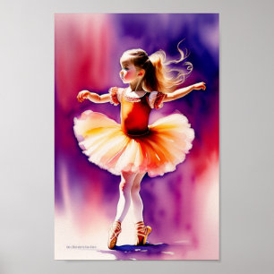 Aquarell kleine Ballerina Poster Druck