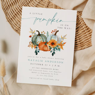Aquarell Kleine Kürbis Herbst Baby Shower Einladung