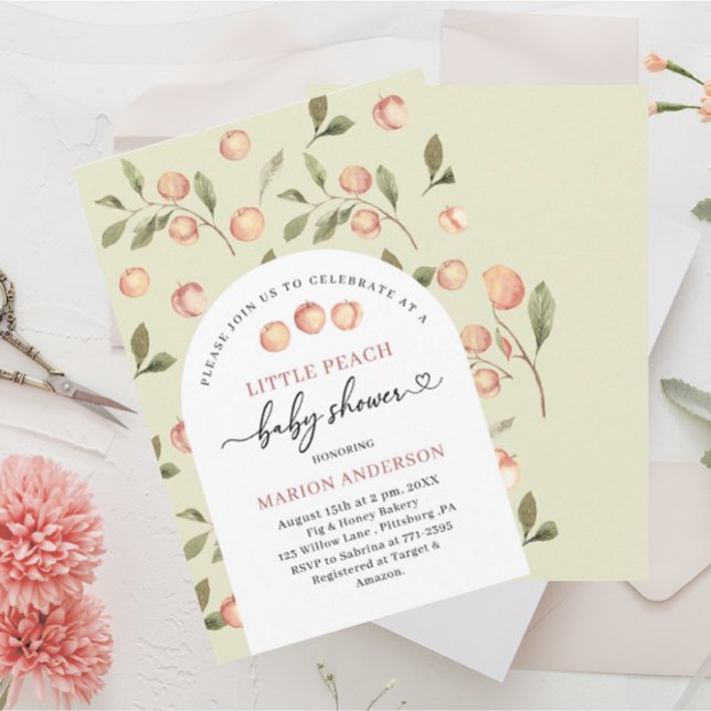Aquarell Kleine Peach Baby Dusche InvInvitation Einladung (Von Creator hochgeladen)