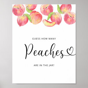 Aquarell kleine Pfirsich rate wie viele Pfirsiche Poster