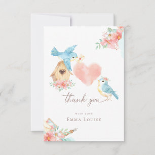 Aquarell Kleine Vögel Mädchen Baby Shower Dankeskarte