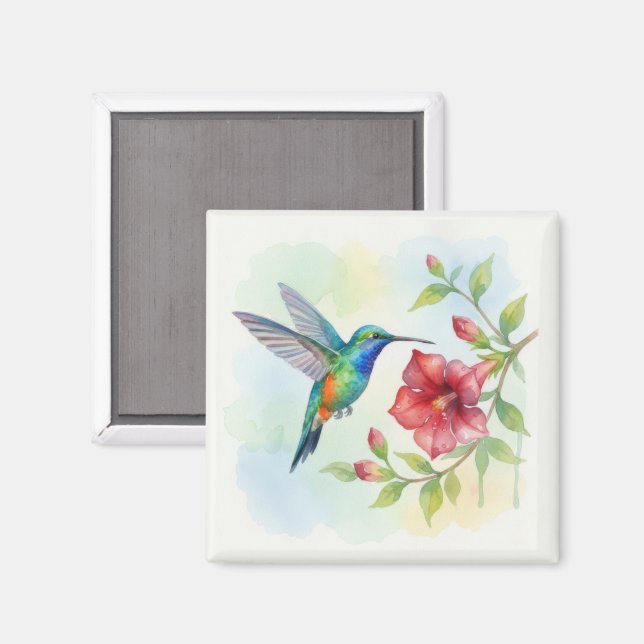Aquarell Kleiner Kolibri Magnet (Vorderseite/Rückseite)