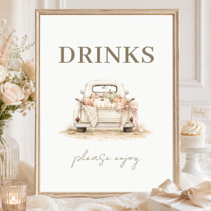 Aquarell-Kleiner-Kürbis-Baby-Shower-Getränke-Schil Poster