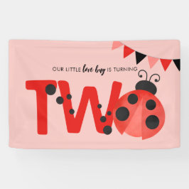 Aquarell Kleiner Lovebug Marienkäfer 2. Geburtstag Banner