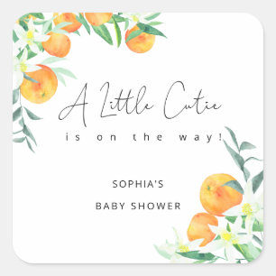 Aquarell Kleines Süßes ist auf dem Weg Baby Shower Quadratischer Aufkleber