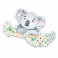 Aquarell koala auf Zweig mit Gummi Blätter Vinyl