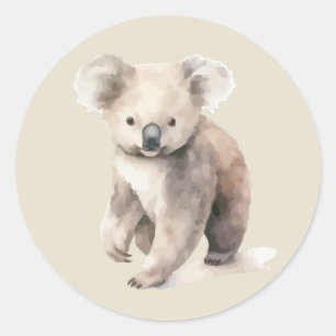 Aquarell-Koala Australische Wildtierkunst Runder Aufkleber