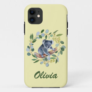 Aquarell-Koala und Eukalyptus-Kranz Case-Mate iPhone Hülle