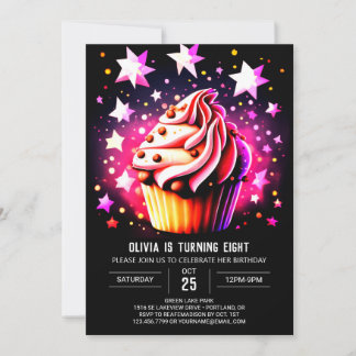 Aquarell Kochen Kleine Muffin Mädchen Geburtstag Einladung