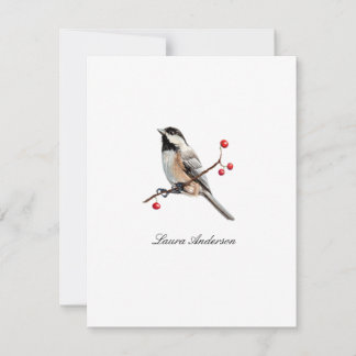 Aquarell-Kohlmeise-Vogel-flache-Dankeskarte Dankeskarte