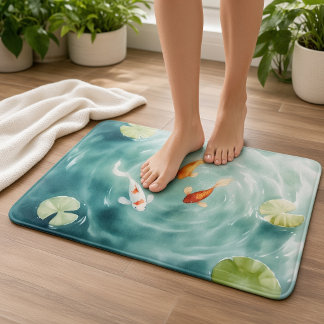 Aquarell-Koi-Fisch-Serenität Badematte