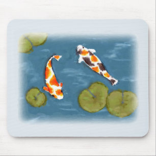Aquarell Koi Teich Mousepad