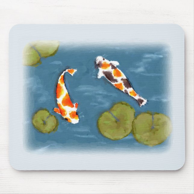 Aquarell Koi Teich Mousepad (Vorne)