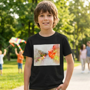 Aquarell Kolibri beim Fressen an einer lebendigen  T-Shirt