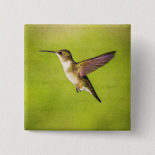 Aquarell-Kolibri Button (Vorderseite)