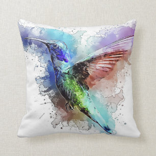 Aquarell-Kolibri Kissen