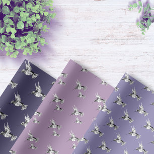 Aquarell Kolibri Lila Flieder Geschenkpapier Set
