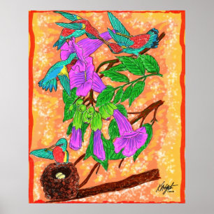 Aquarell-Kolibri-Plakat Poster