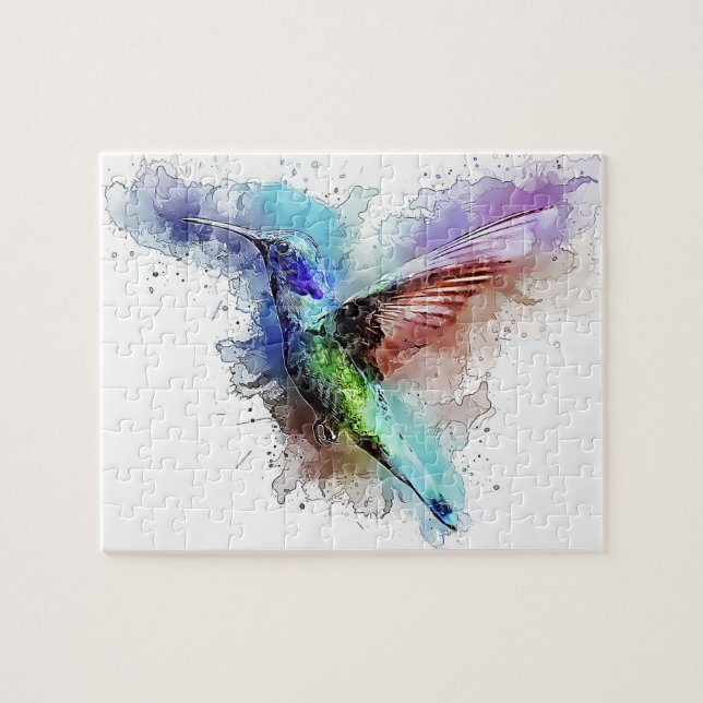 Aquarell-Kolibri Puzzle (Horizontal)