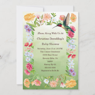 Aquarell Kolibri und Blumen Baby Shower Einladung