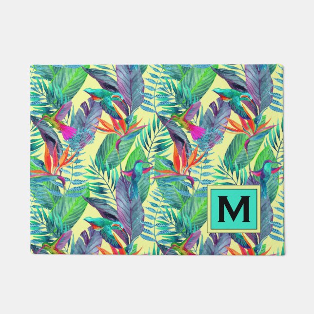 Aquarell-Kolibris | addieren Ihre Initiale Fußmatte (Vorderseite)