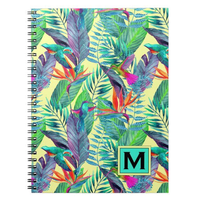 Aquarell-Kolibris | addieren Ihre Initiale Notizblock (Vorderseite)