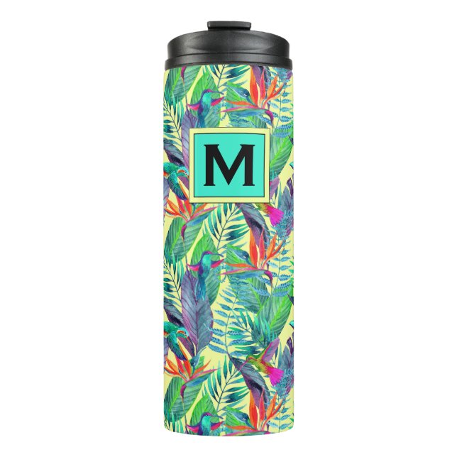 Aquarell-Kolibris | addieren Ihre Initiale Thermosbecher (Vorderseite)