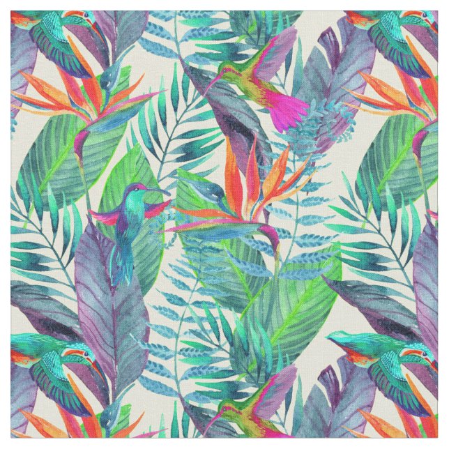 Aquarell-Kolibris Stoff (Nahaufnahme)