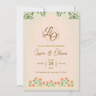 Aquarell königliche Hochzeitseinladungskarte Einladung