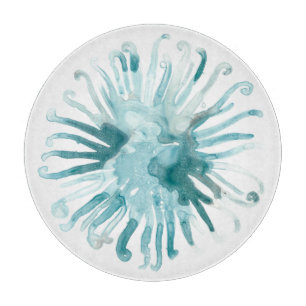 Aquarell-Koralle - Blau 2 Schneidebrett
