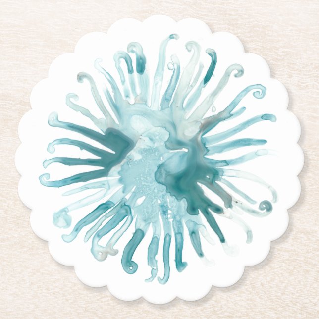 Aquarell-Koralle - Blau 2 Untersetzer (Vorderseite)