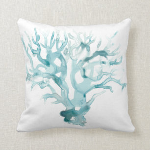 Aquarell-Koralle - Blau Kissen
