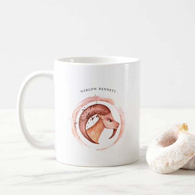 Aquarell Korn Astrologie Zodiac | Monogramm Kaffeetasse (Mit Donut)