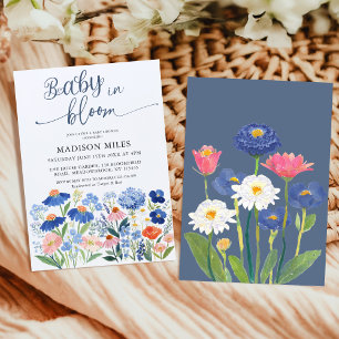 Aquarell Kornblumen-Wiesen-Baby-in-Bloom-Shower Einladung