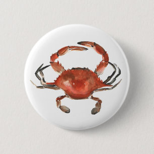 Aquarell-Krabbe - Rot Button