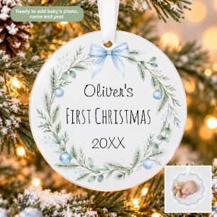 Aquarell-Kranz Baby-Christmas-Schmuck zum 1. Weihn Ornament